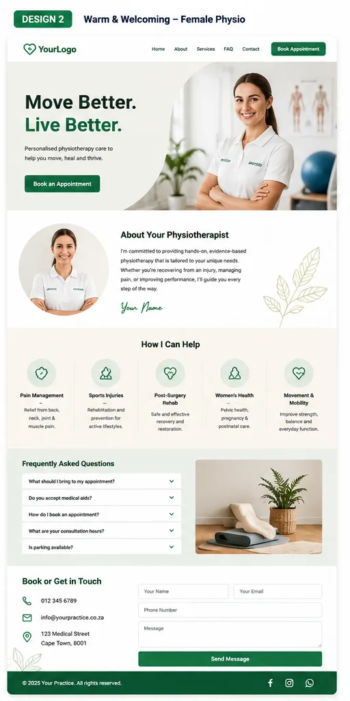 Harmony physiotherapy website design preview